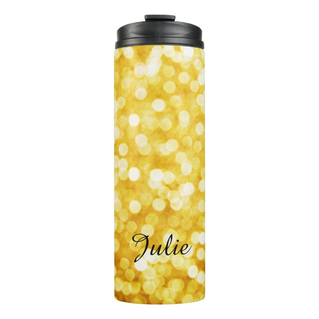 Termo Tumbler térmico moderno Gold Bokeh (Anverso)