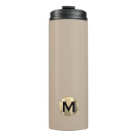 Tumbler térmico monograma moderno de oro beige