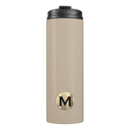 Termo Tumbler térmico monograma moderno de oro beige