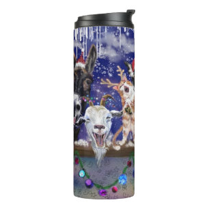 Termo Tumbler térmico navidad con gracioso Fiesta animal
