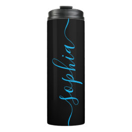 Termo Tumbler Térmico Negro con Nombre en Escritura Azul