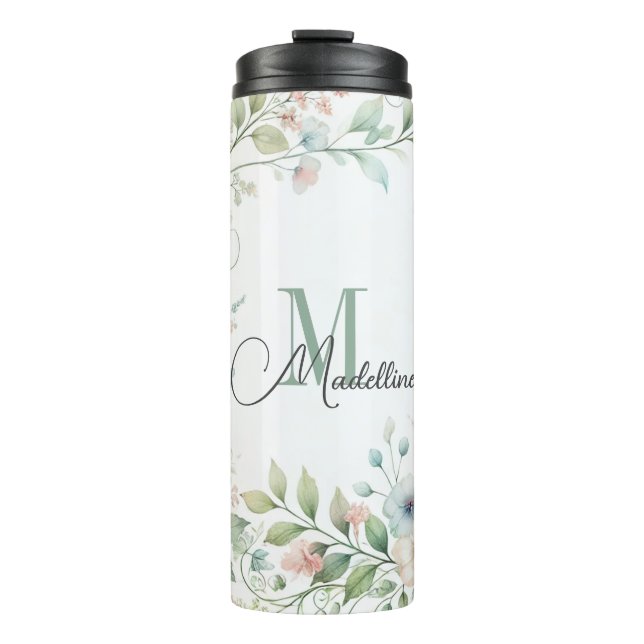 Termo Tumbler térmico personalizado con flores silvestre (Anverso)