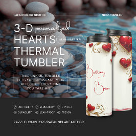 Termo Tumbler térmico personalizado de 3-D Hearts