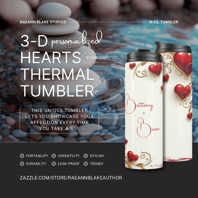 Termo Tumbler térmico personalizado de 3-D Hearts (Subido por el creador)