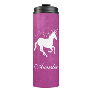 Termo Tumbler térmico personalizado de magenta unicornio