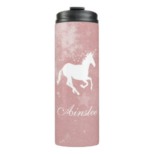 Termo Tumbler térmico personalizado de Unicornio rosa