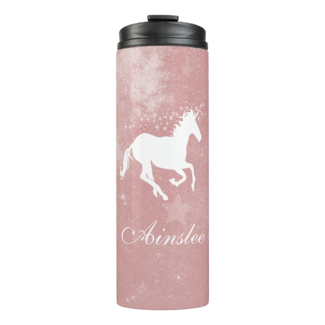 Termo Tumbler térmico personalizado de Unicornio rosa (Anverso)