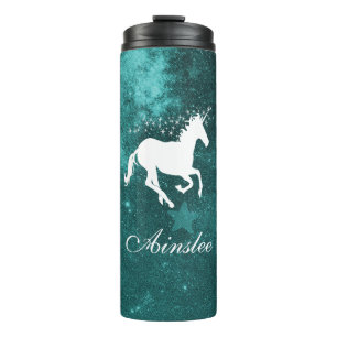 Termo Tumbler térmico personalizado de unicornio verde a