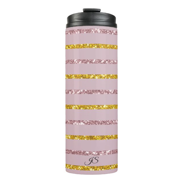 Termo Tumbler térmico personalizado Rubor Pink and Gold (Anverso)