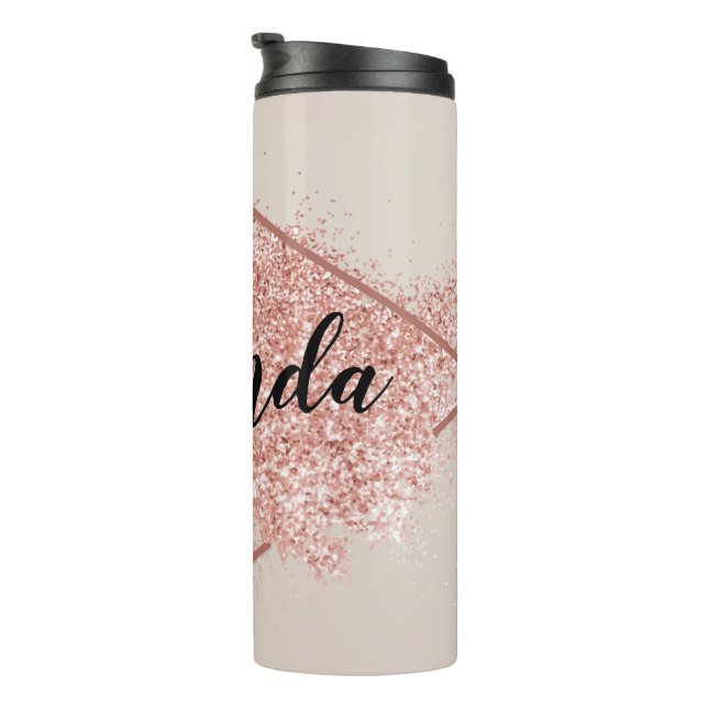 Termo Tumbler térmico Rosa Purpurina dorado personalizad (Rotado hacia la derecha)
