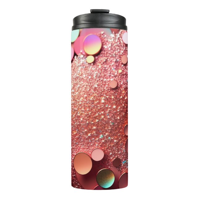 Termo Tumbler térmico Rosa Purpurina oro de 12 oz (Anverso)
