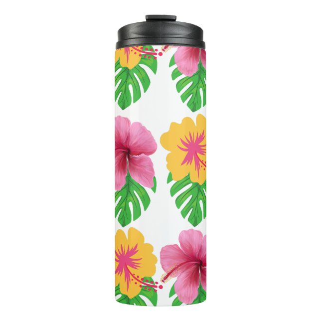 Termo Tumbler with tropical flowers  (Anverso)