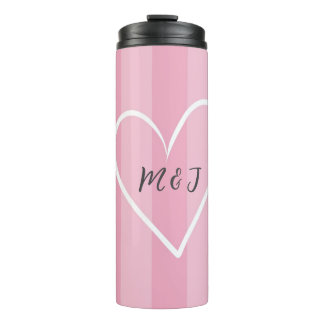 Termo Tumblers con iniciales grabada rosa amor 