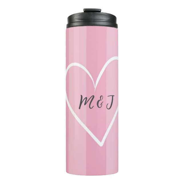 Termo Tumblers con iniciales grabada rosa amor  (Anverso)