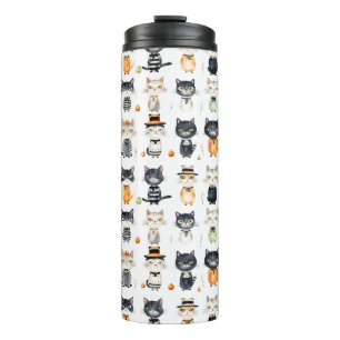 Termo Tumblers ilustrados con un gato personalizado