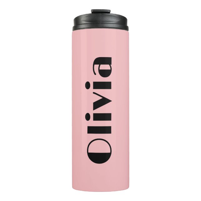 Termo Tumblers negrita rosa y negro con nombre (Anverso)