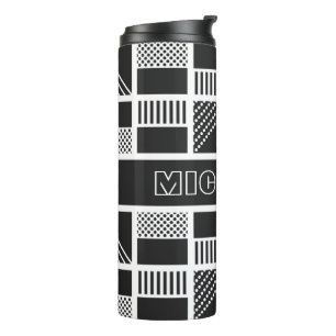 Termo Tumblor de monograma personalizado de cuadrados ge