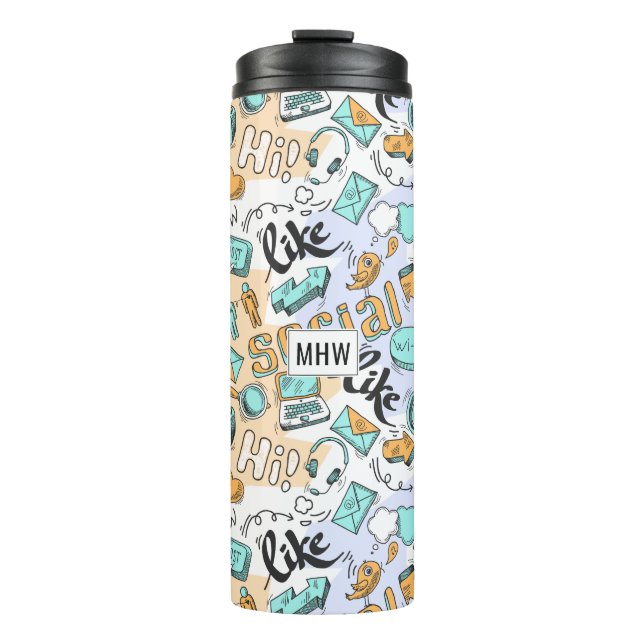 Termo Tumblor monograma del personalizado de patrones de (Anverso)