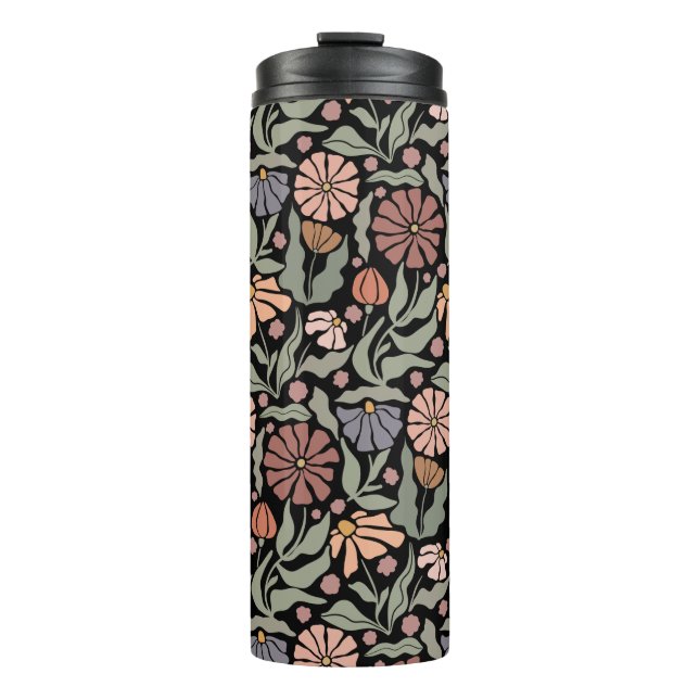 Termo Tumblor térmico de flores retro de cosecha (Anverso)