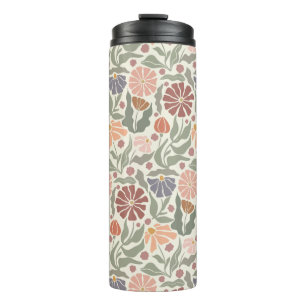 Termo Tumblor térmico de flores retro de cosecha