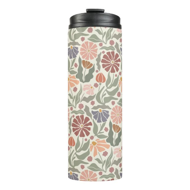 Termo Tumblor térmico de flores retro de cosecha (Anverso)