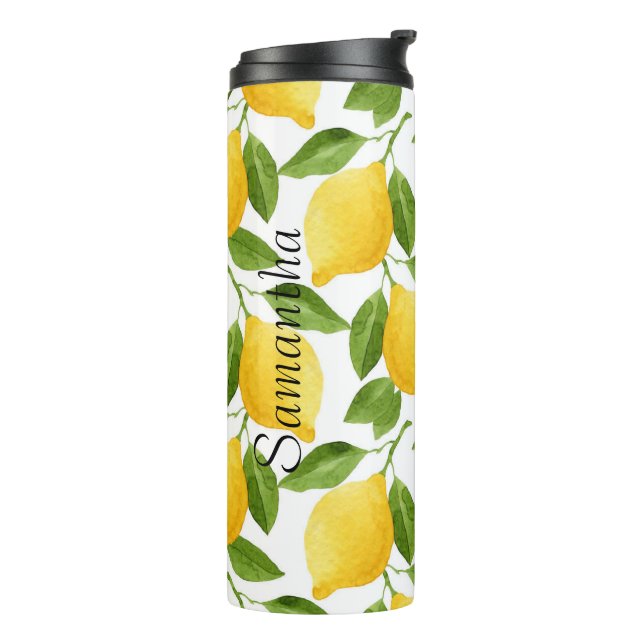 Termo Tumblor térmico de limones brillantes monogramado (Rotado hacia la izquierda)