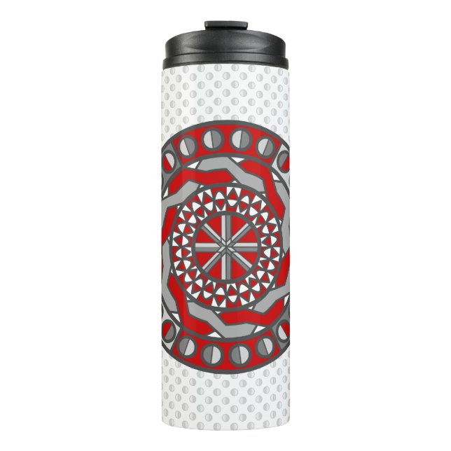 Termo Tumblor térmico de maquinaria roja (Anverso)