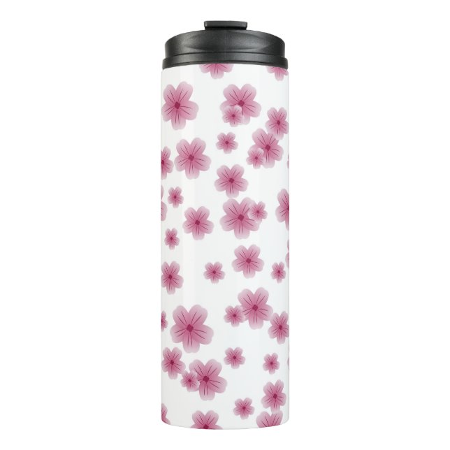 Termo Túmero termal con flores rosadas (Anverso)