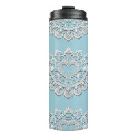 Turquesa Azul Blanco Encaje Corazón Boda Bridal