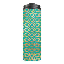 Termo Turquesa de época y pavo real de oro