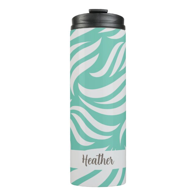 Termo Turquoise Blue Modern Chic Personalized Travel Mug (Anverso)