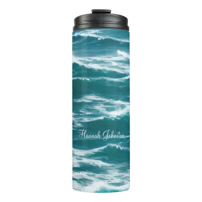Termo Turquoise Rough Surf Breaking Ocean Waves (Anverso)