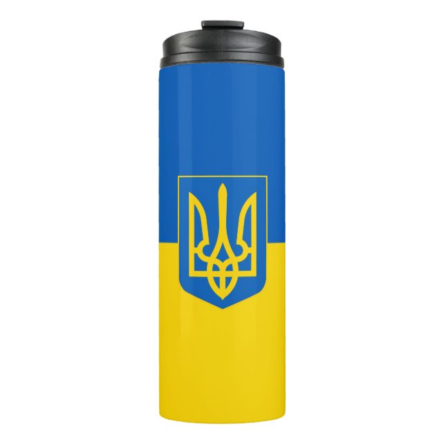 Termo Ukrainian flag. Coat of Arms. We support Ukraine.  (Anverso)