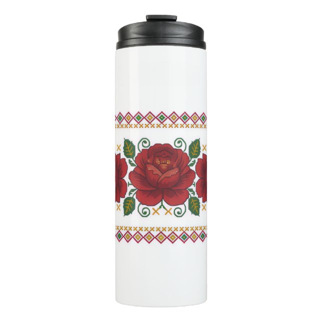 Termo Ukrainian traditional vushuvanka folk pattern rose (Anverso)