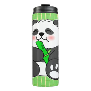 Termo Un bebé lindo Panda comiendo una caminata de bambú