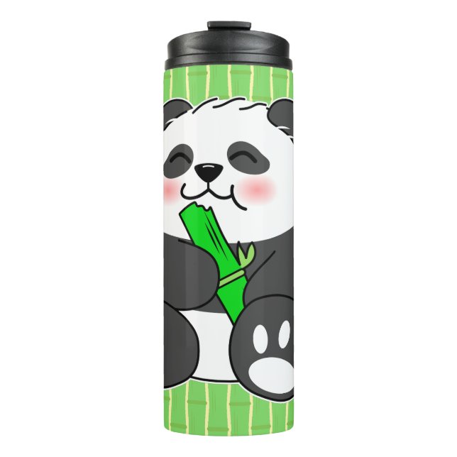Termo Un bebé lindo Panda comiendo una caminata de bambú (Anverso)