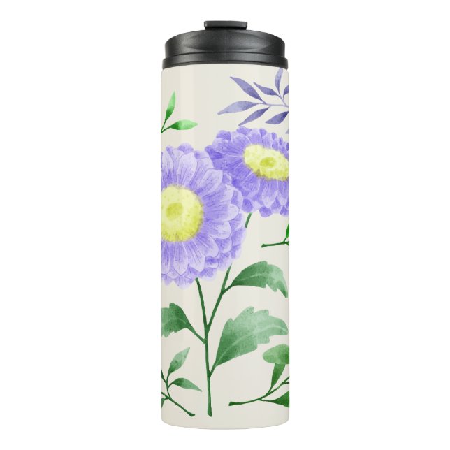 Termo Un conjunto de flores pintadas en acuarela (Anverso)
