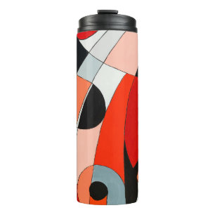 Termo Un cuadro abstracto de negro curvo, blanco y rojo