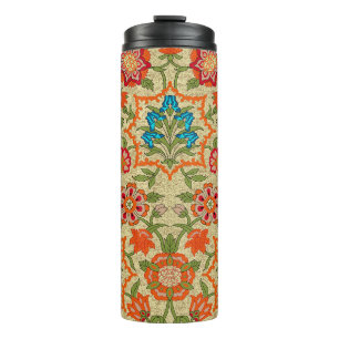 Termo Un diseño floral por espejo se repite. Naranja y v