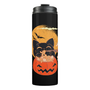 Termo Un gatito Kawaii que come gusanos fideos Ramen Hal