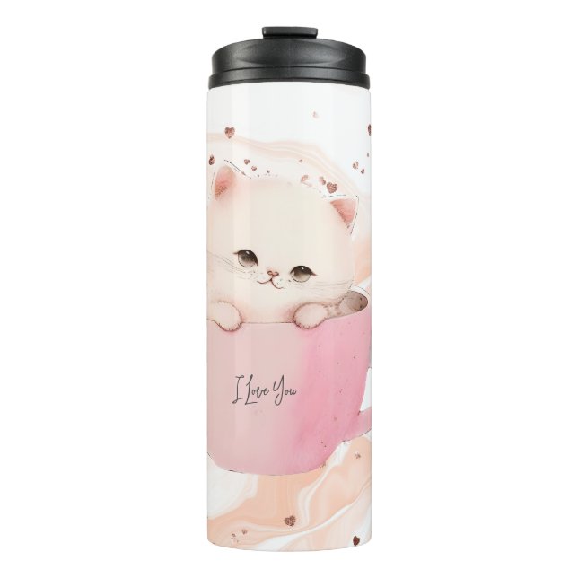 Termo Un gatito lindo en una taza de té (Anverso)