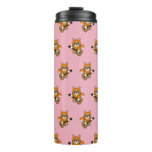 Termo Un gato blanco Naranja lindo tocando Personalizado