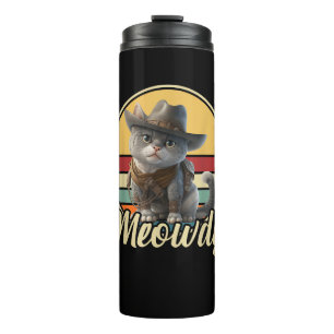 Termo Un Gato Cowboy Funny Mashup Meow Howdy Kitten Aver