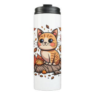 Termo Un gato lindo en otoño