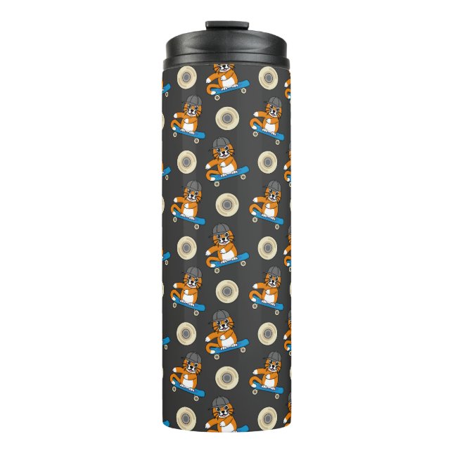 Termo Un gato Naranja lindo en un Personalizado de skate (Anverso)
