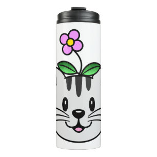 Termo Un gato Personalizado con flor en la cabeza