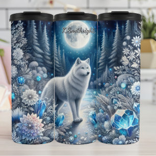 Termo Un lobo místico en un bosque de cristal