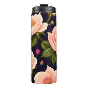 Termo Un patrón sin fisuras con rosas rosas rosas en un 