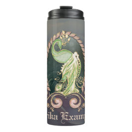 Termo Un pavo real majestuoso en oro y verde