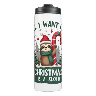 Termo Un Perezoso Para Navidad. Lindo, Perezoso De Navid